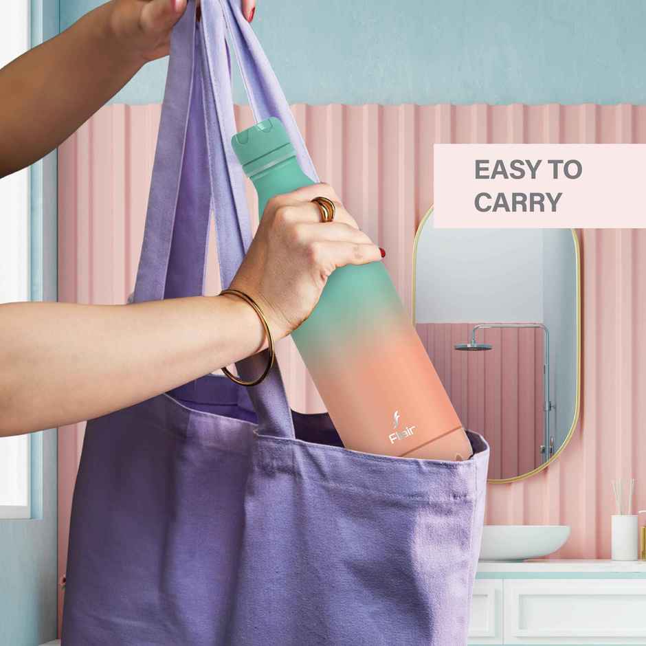 Flair Stainless Steel Pop Double | Walled Vacuum Insulated Bottle | Aqua Green & Coral Pink | 750 ml