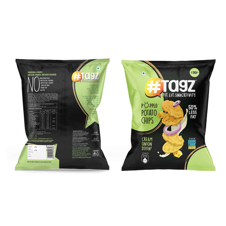 Tagz Popped Potato Chips - Cream Onion Divin