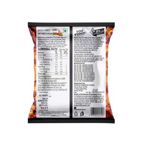 Too Yumm! Bhoot Potato Chips Spicy Chilli Flavour Chips | No Palm Oil Snacks