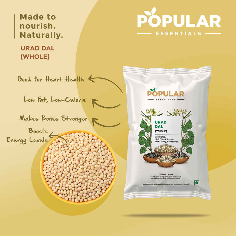 Popular Essentials White Urad Gola | Unpolished