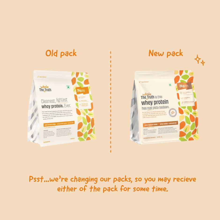 The Whole Truth Whey Protein Powder Pista Badaam Shake (24g Protein Per Scoop)