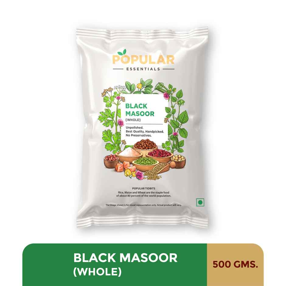 Popular Essentials Black Masoor Whole | Un-Polished