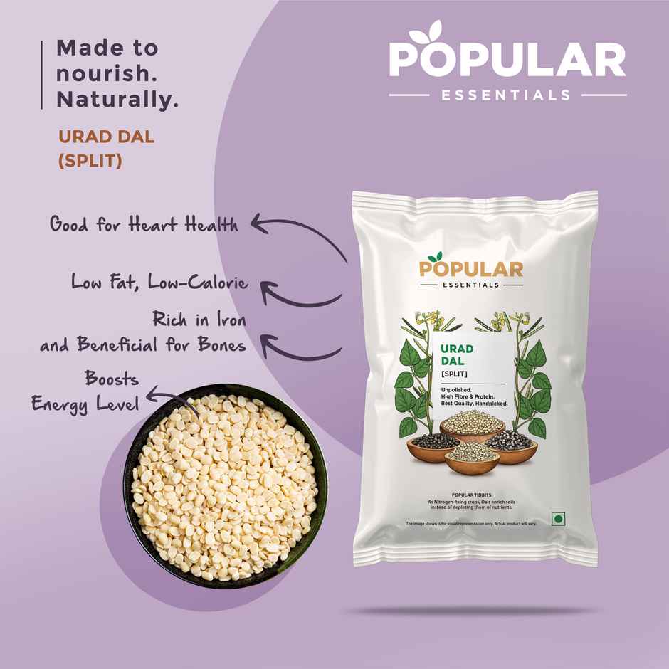 Popular Essentials Urad Dal Split (Un-Polished)(500gms) & Popular Essentials Toor Dal (Un-Polished)(500gms) Combo