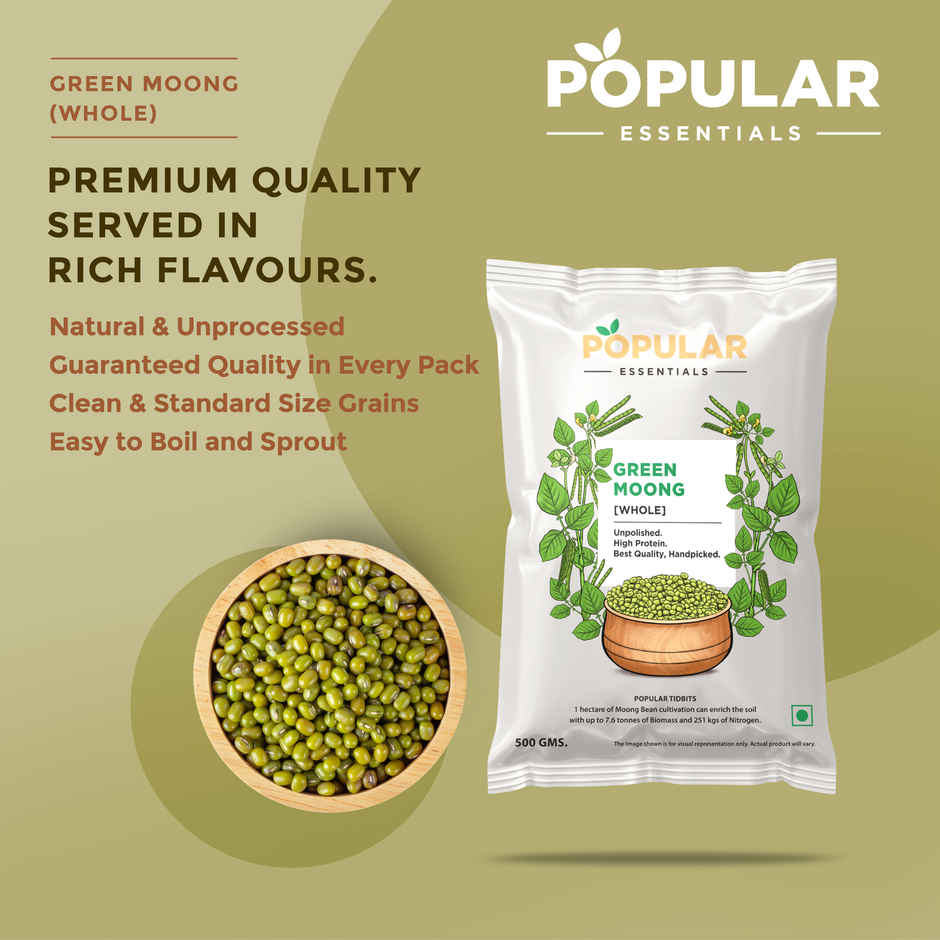 Popular Essentials Green Moong Whole