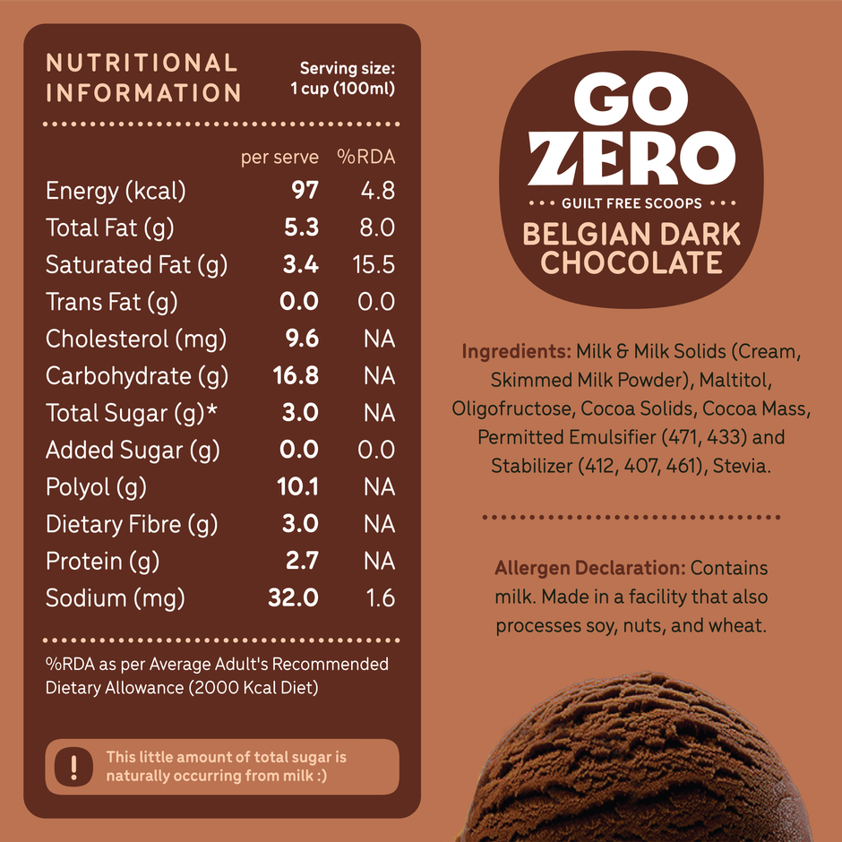 Go Zero Belgian Dark Chocolate Low Calorie Guilt Free Ice Cream Cup Combo