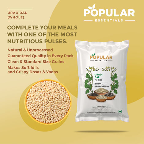 Popular Essentials White Urad Gola | Unpolished