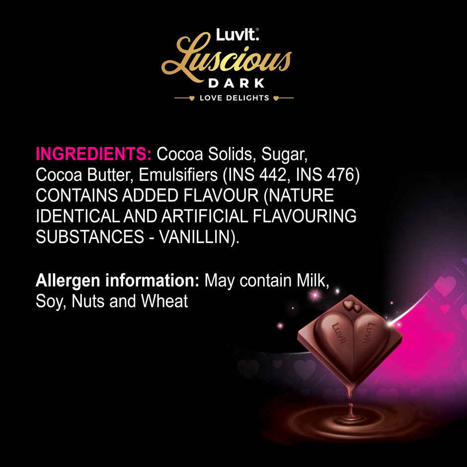 LuvIt Luscious Love Delights Dark Chocolate Bar