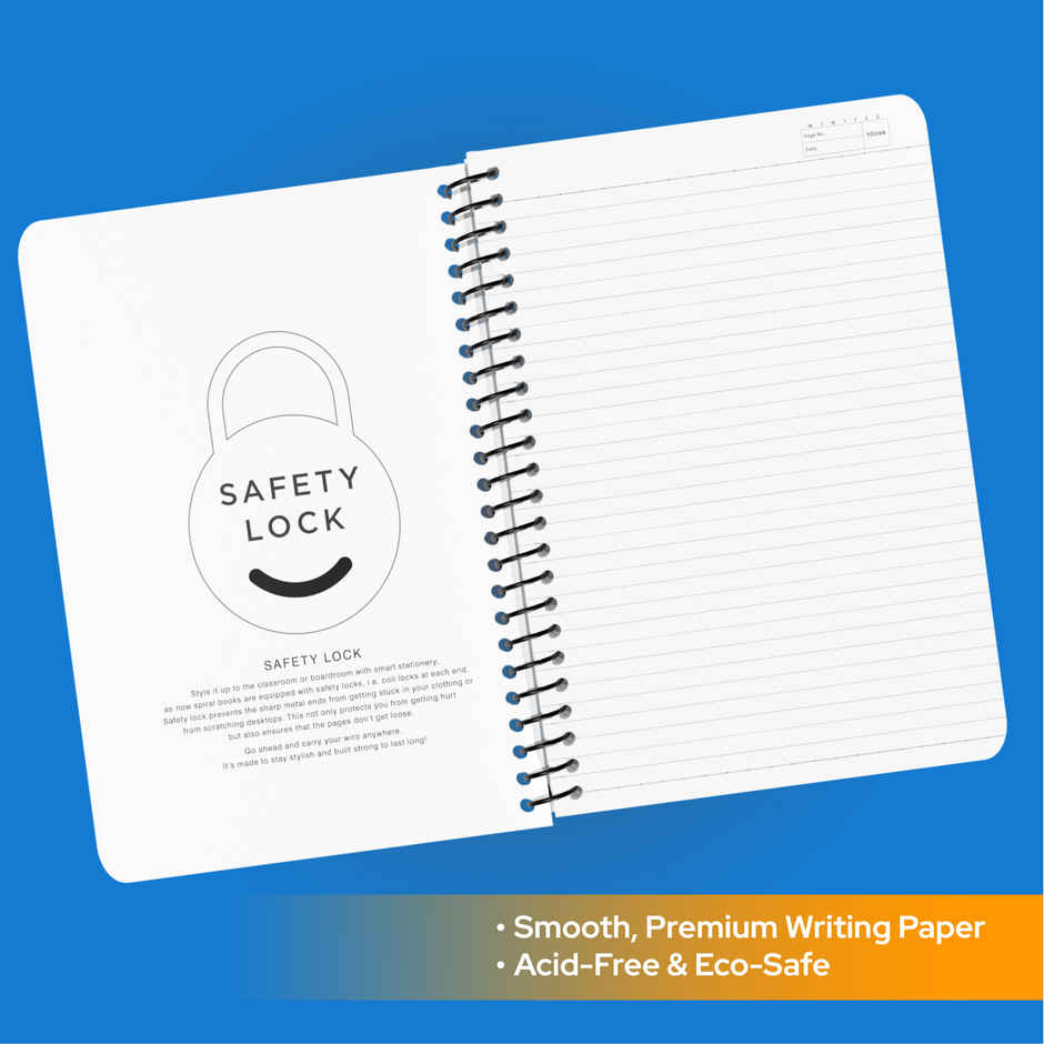 Navneet Youva Spiral Bound Single Line 400 Pages Long Notebook With Safety Lock A4 size 21x29.7cm | Assorted