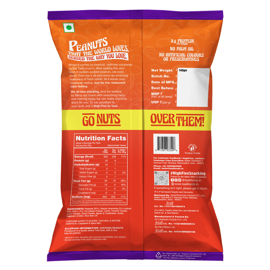 Taali Roasted Masala Peanuts, Premium Quality Bharuchi Nuts, Rich in Protein