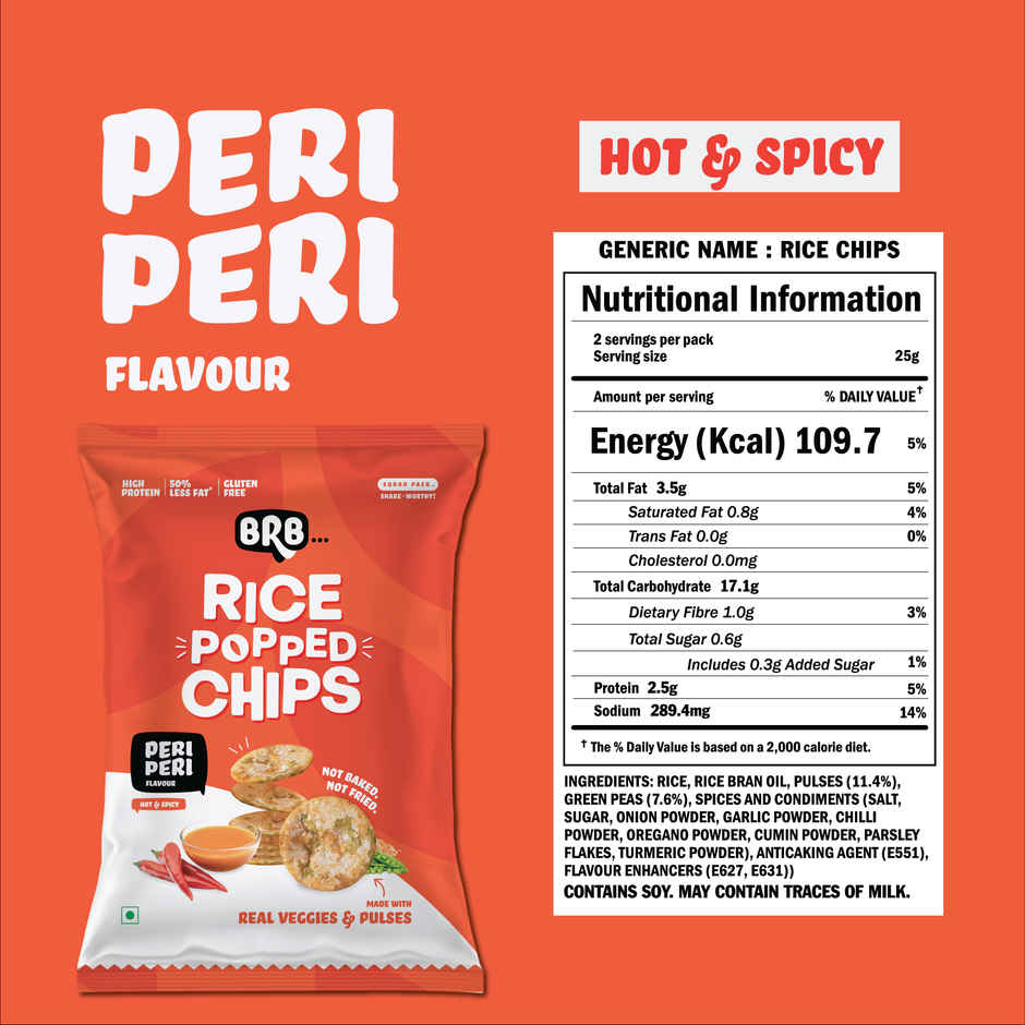 Brb Rice Popped Chips Peri Peri Flavour