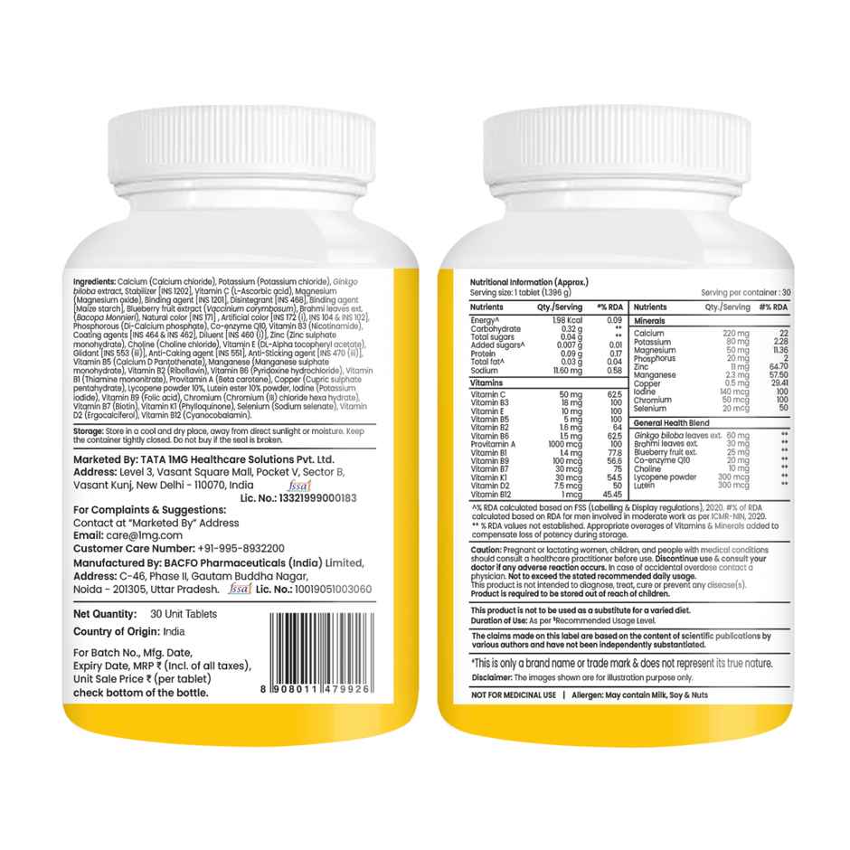 Tata 1mg Senior 50 Multivitamin Multimineral Veg Tablet Immunity Strength Overall Health Care