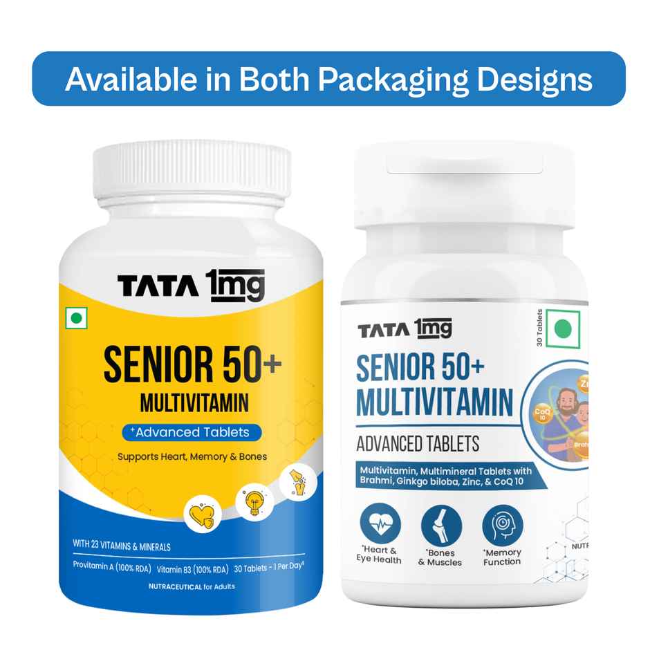 Tata 1mg Senior 50 Multivitamin Multimineral Veg Tablet Immunity Strength Overall Health Care