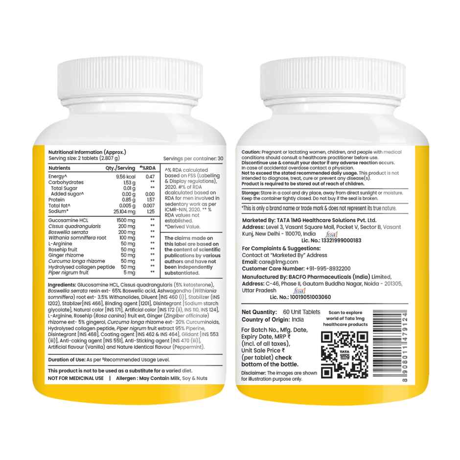 Tata 1mg Glucosamine Hcl Tablet With Boswellia 60 Tablets