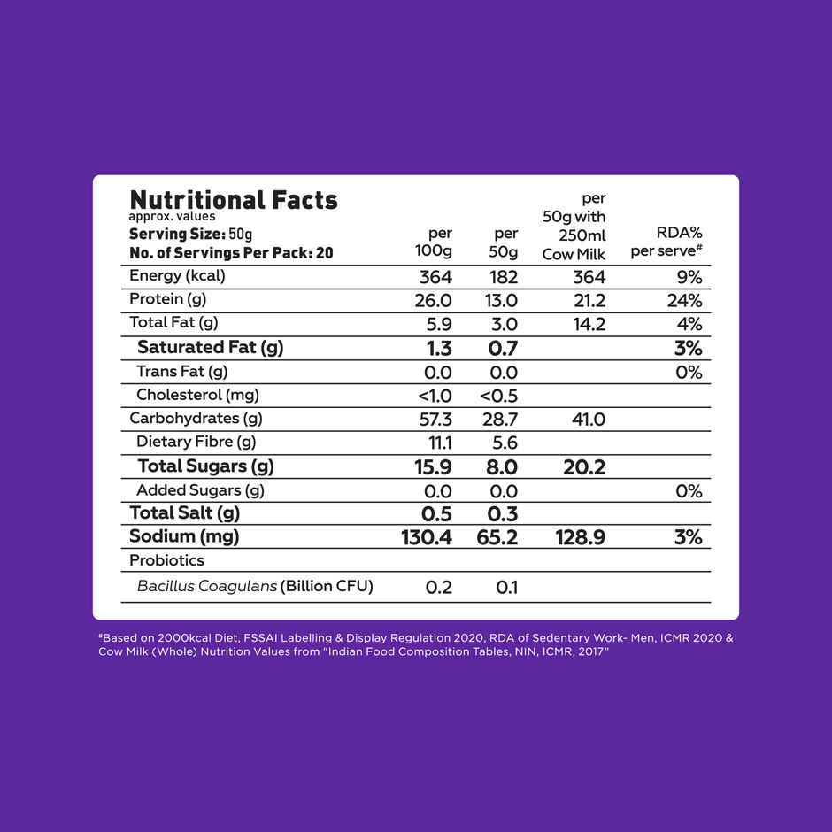 Yoga Bar 26% High Protein Oats, Dark Chocolate, No Added Sugar, High Fibre, Added Probiotics
