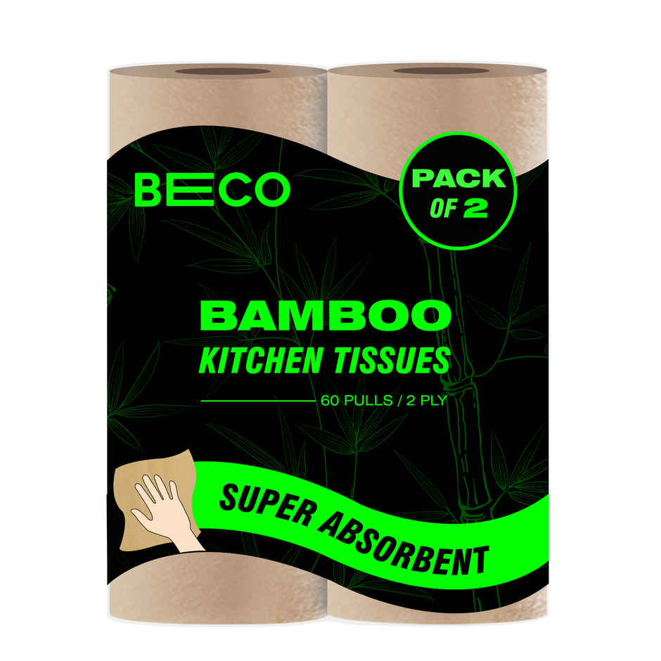 BECO 2 Ply Bamboo Kitchen Towel | 60 Pulls | Pack of 2 Combo