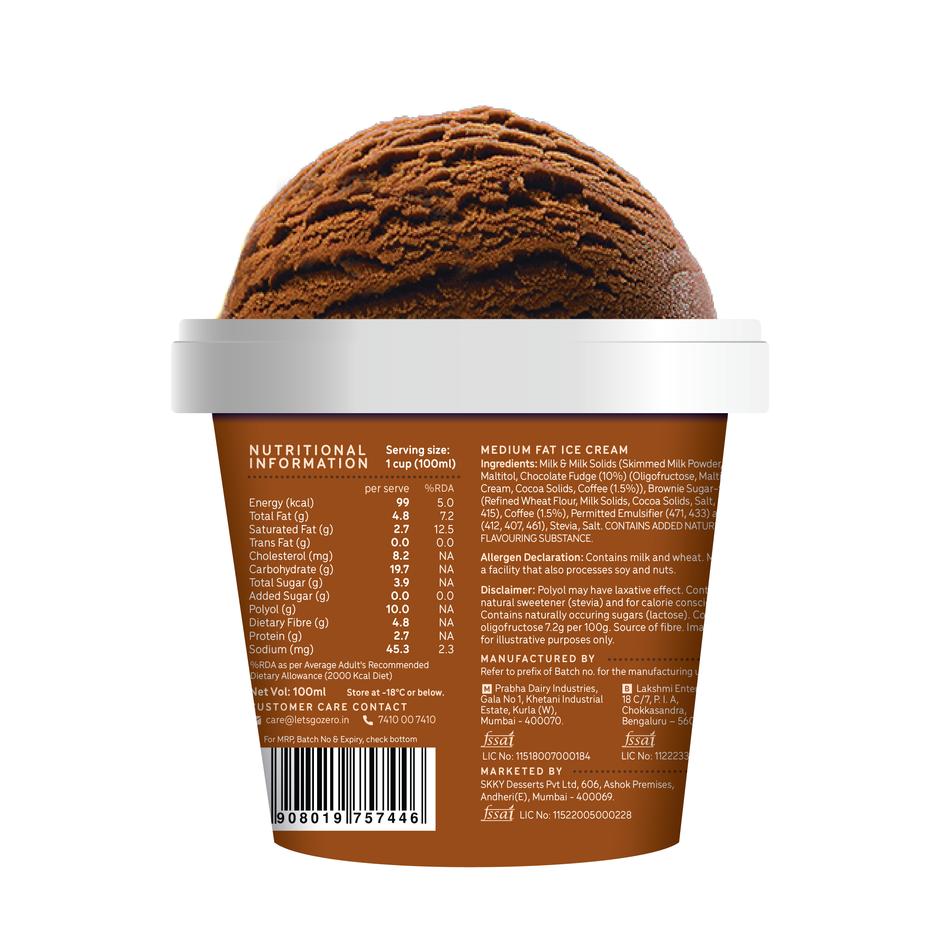 Go Zero Mocha Fudge Brownie Low Calorie Guilt Free Ice Cream Cup Combo