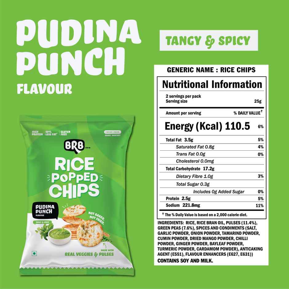 BRB Rice Popped Chips Pudina Punch Flavour