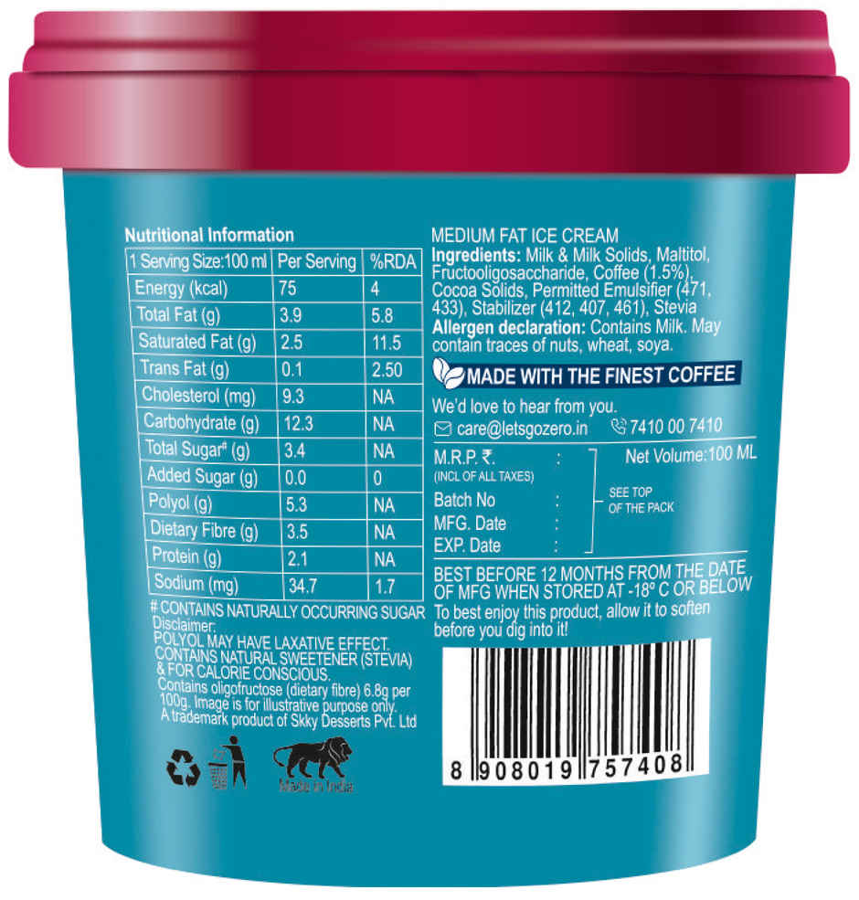Go Zero Cold Brew Coffee Low Calorie Guilt Free Ice Cream Cup