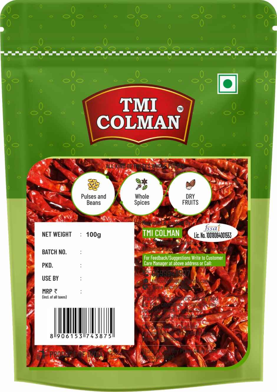 TMI COLMAN Dried Red Chilli | Steamless