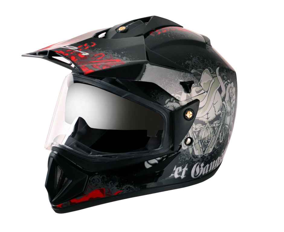 Vega Off Road D/V Gangster Lightweight Full Face Helmet- Black Red - L
