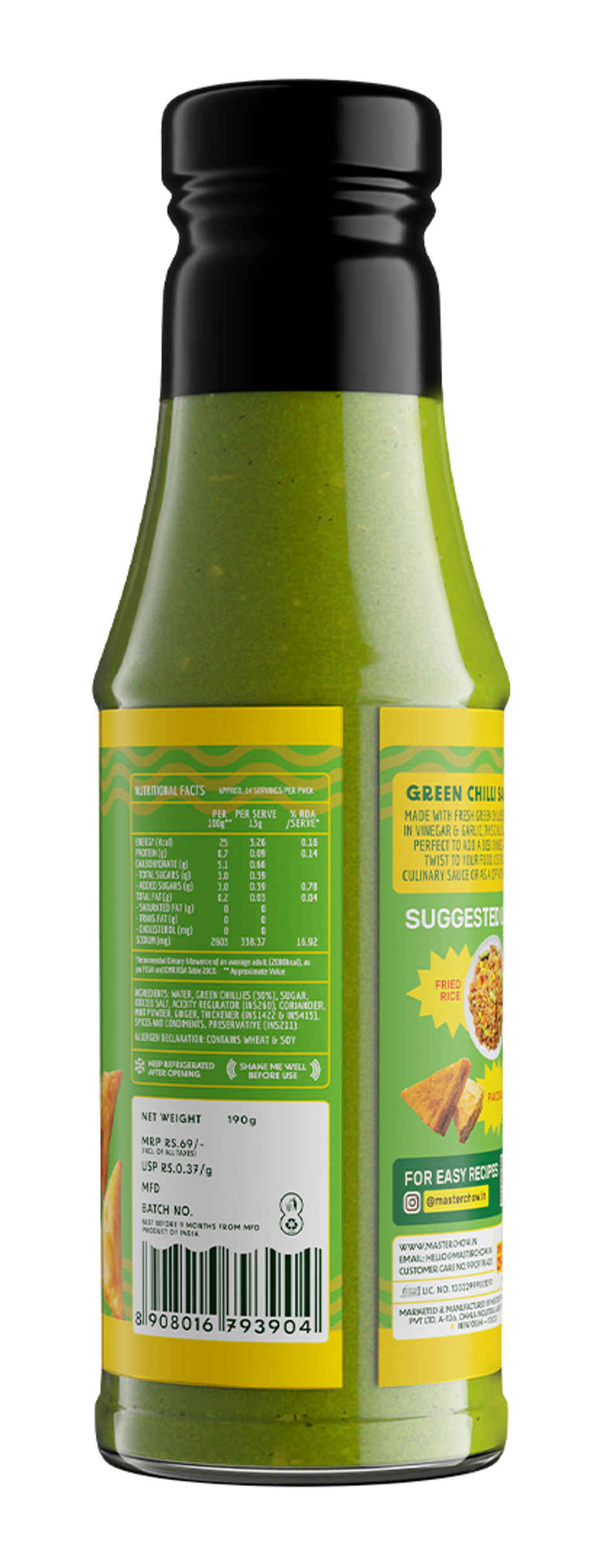 Masterchow Dark Soya Sauce (210g) & Masterchow Green Chilli Sauce (190g) & Masterchow Red Chilli Sauce (200g) & Masterchow White Vinegar (170ml) Combo
