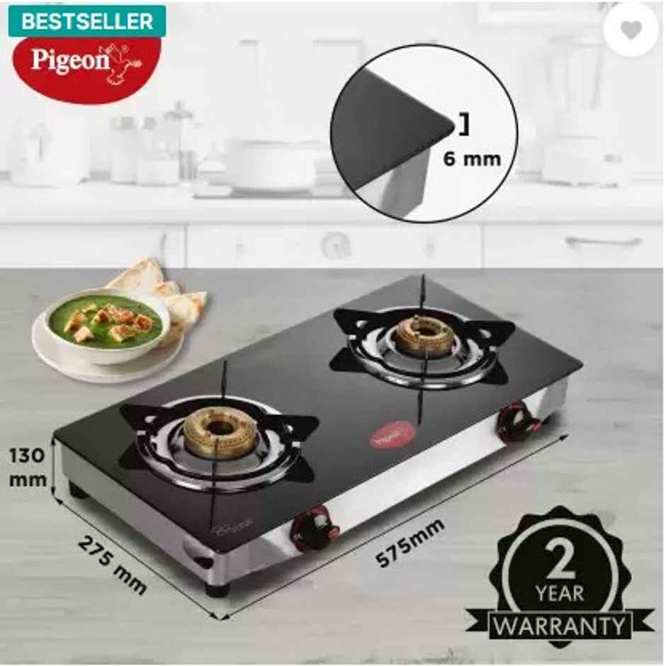 Pigeon Glasstop Special Gas Stove | 2 Burner 