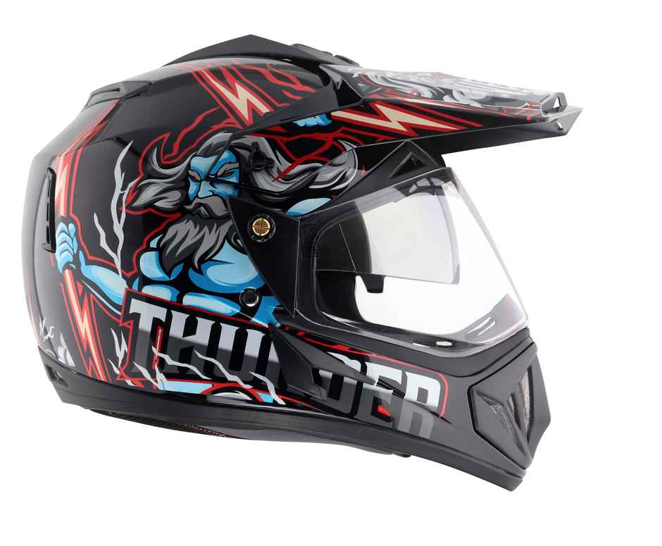 Vega Off Road D/V Thunder Lightweight Full Helmet- Black Red - L