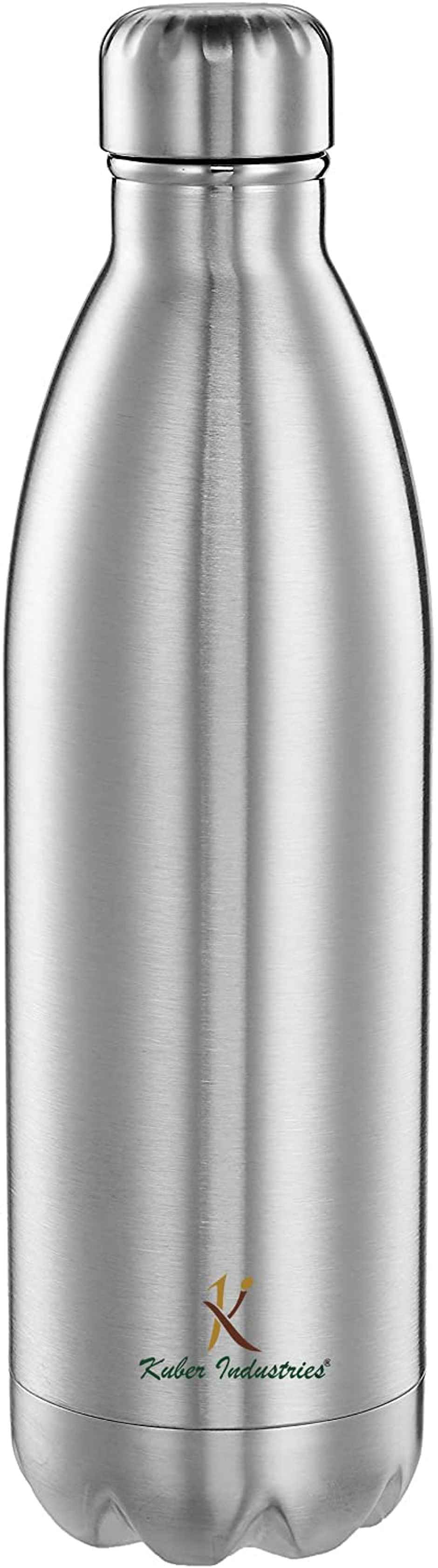 Kuber Industries Insulated Stainless Steel Water Bottle, Keeps Hot and Cold- 500 ml | Silver