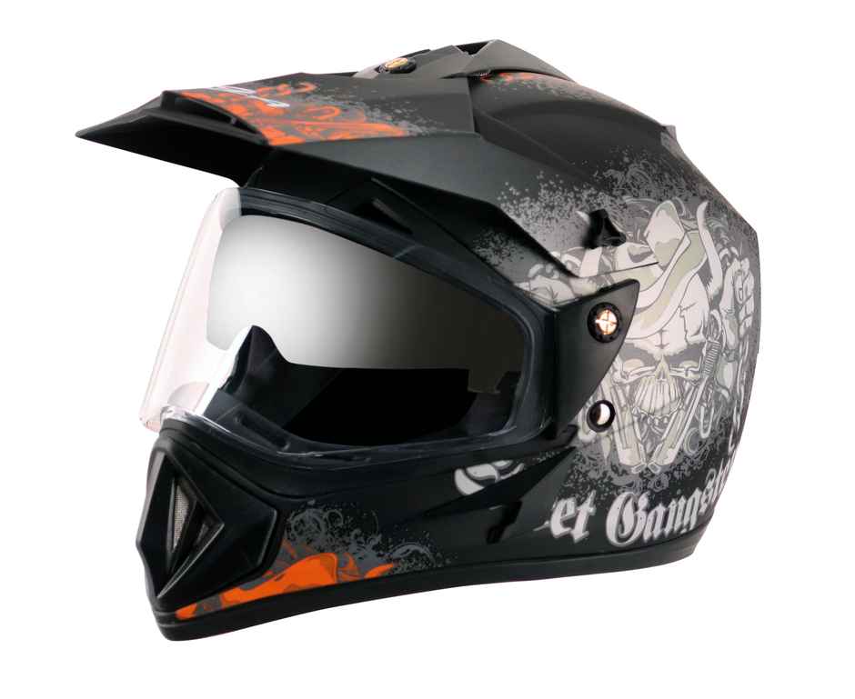 Vega Off Road D/V Gangster Lightweight Full Face Helmet- Dull Black Orange - M