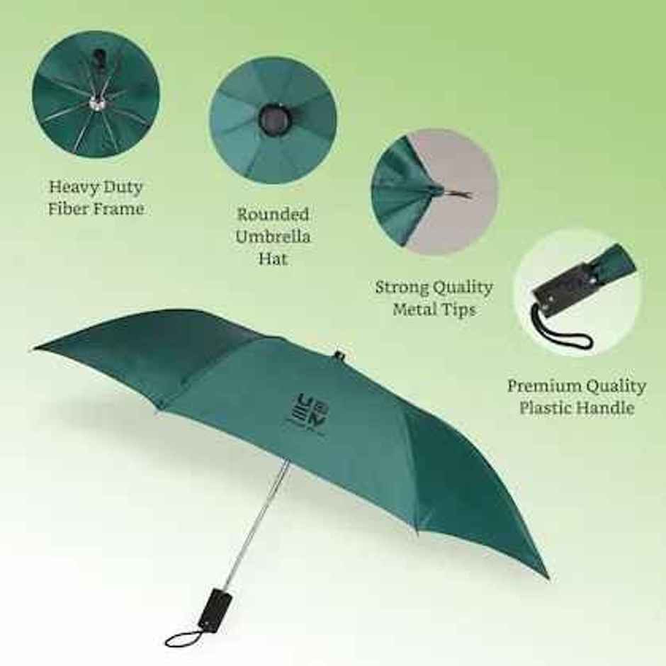 EUME Leatrix Auto-Open Umbrella | Green | 21 inch | 2 Fold