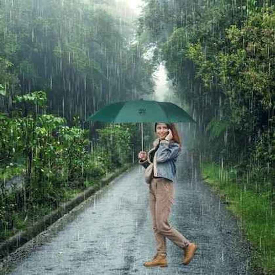 EUME Leatrix Auto-Open Umbrella | Green | 21 inch | 2 Fold