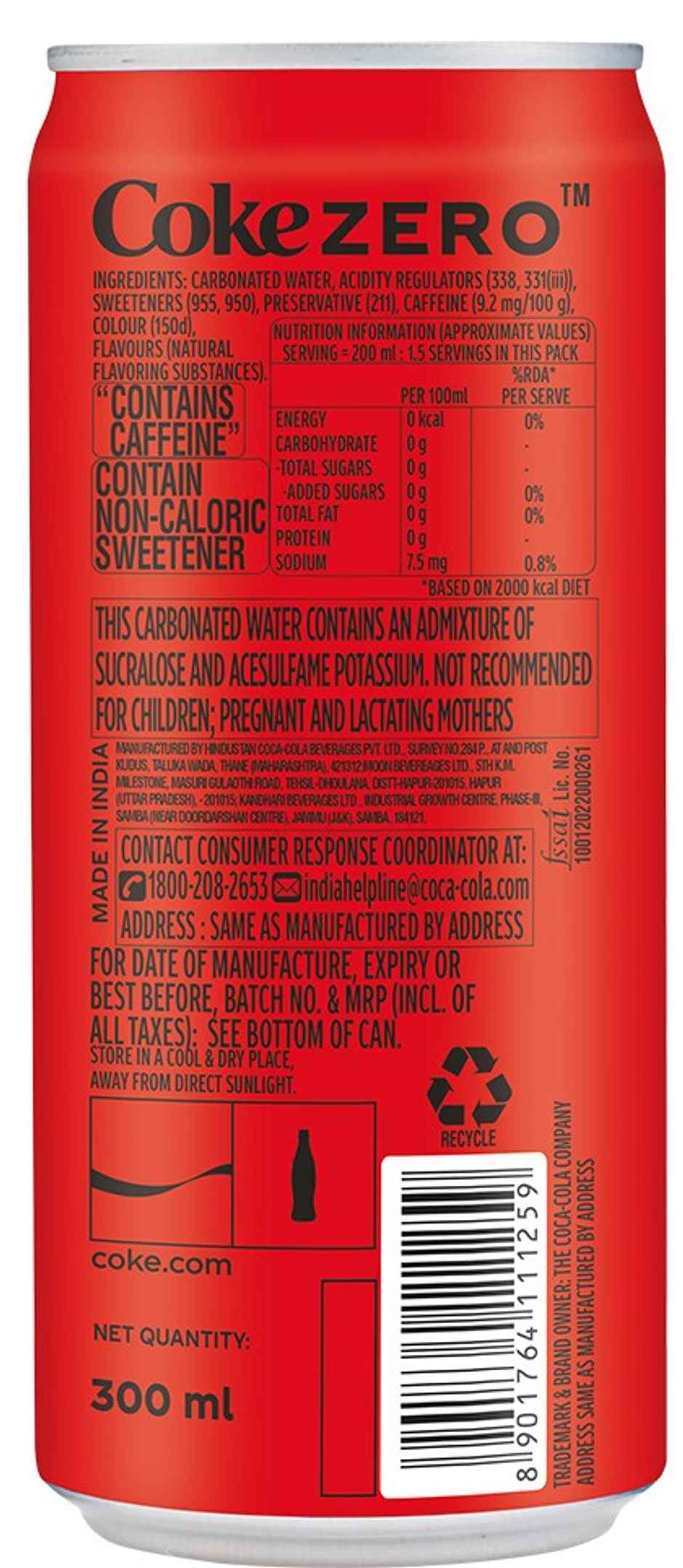 Coca-Cola Zero Sugar Soft Drink Can