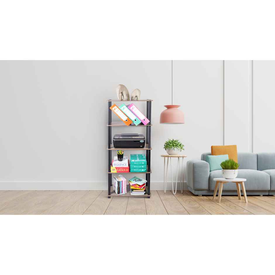 Arlavya Standing 5 tier Engineered Wood Utility Storage Shelf & Display Organizer for Home