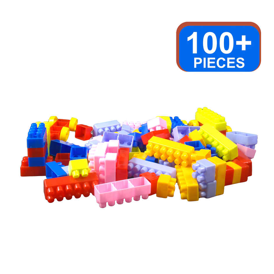 Ekta Junior Builders Building Blocks 100+ Pcs Boxy Pack, Colourful Construction Blocks Set for Kids