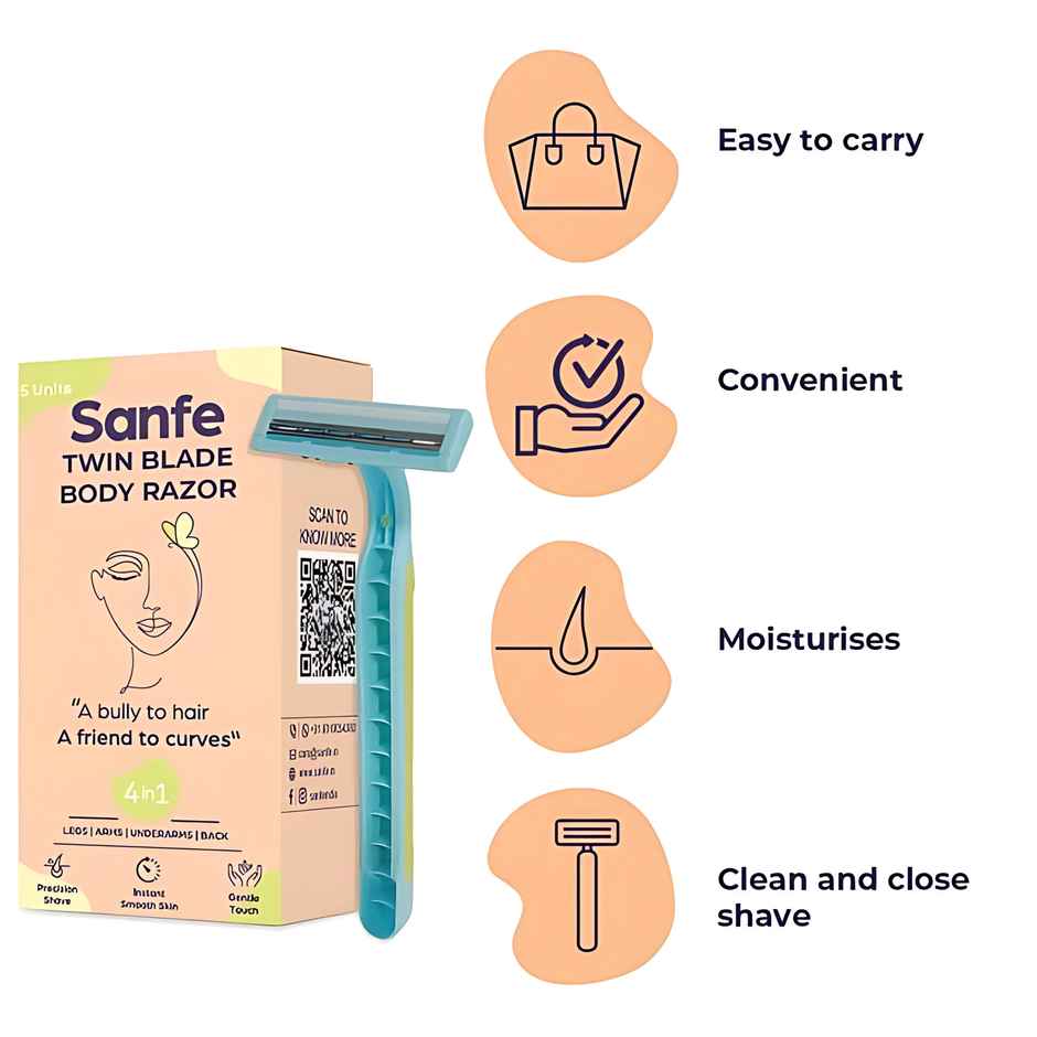 Sanfe Disposable Hair Removal Razor For Women Perfect For Legs Arms & Bikiline2 Blade Shaving Razor