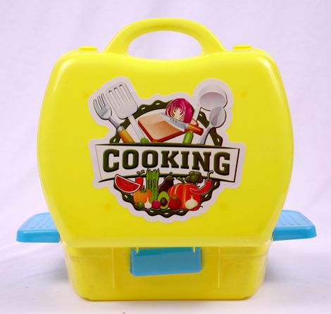 Toyshine Plastic Luxury Kitchen Set Cooking Toy With Briefcase And Accessories For Kids (Yellow)