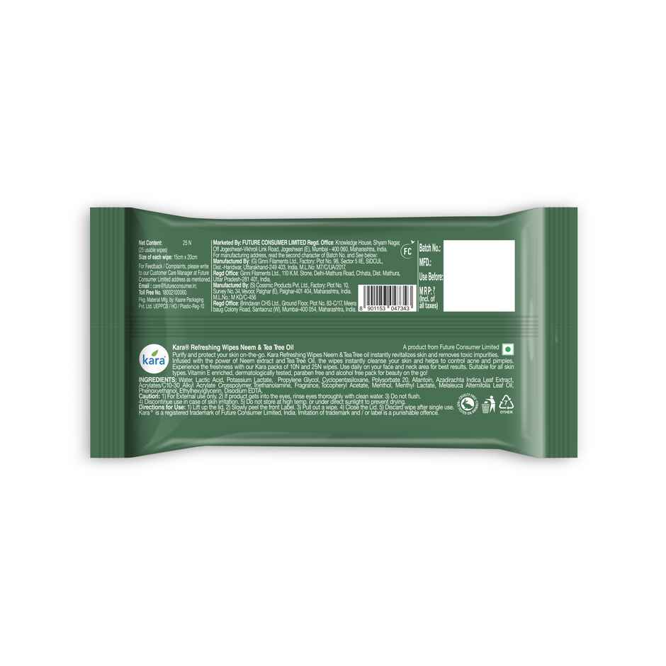 Kara Neem & Tea Tree Wipes| 25 Pulls Per Pack