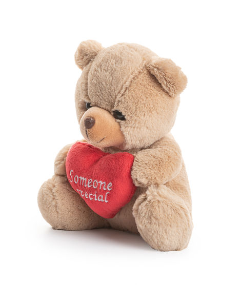 Dimpy Stuff Premium Sitting Teddy Bear With Heart (20 cm) - Beige