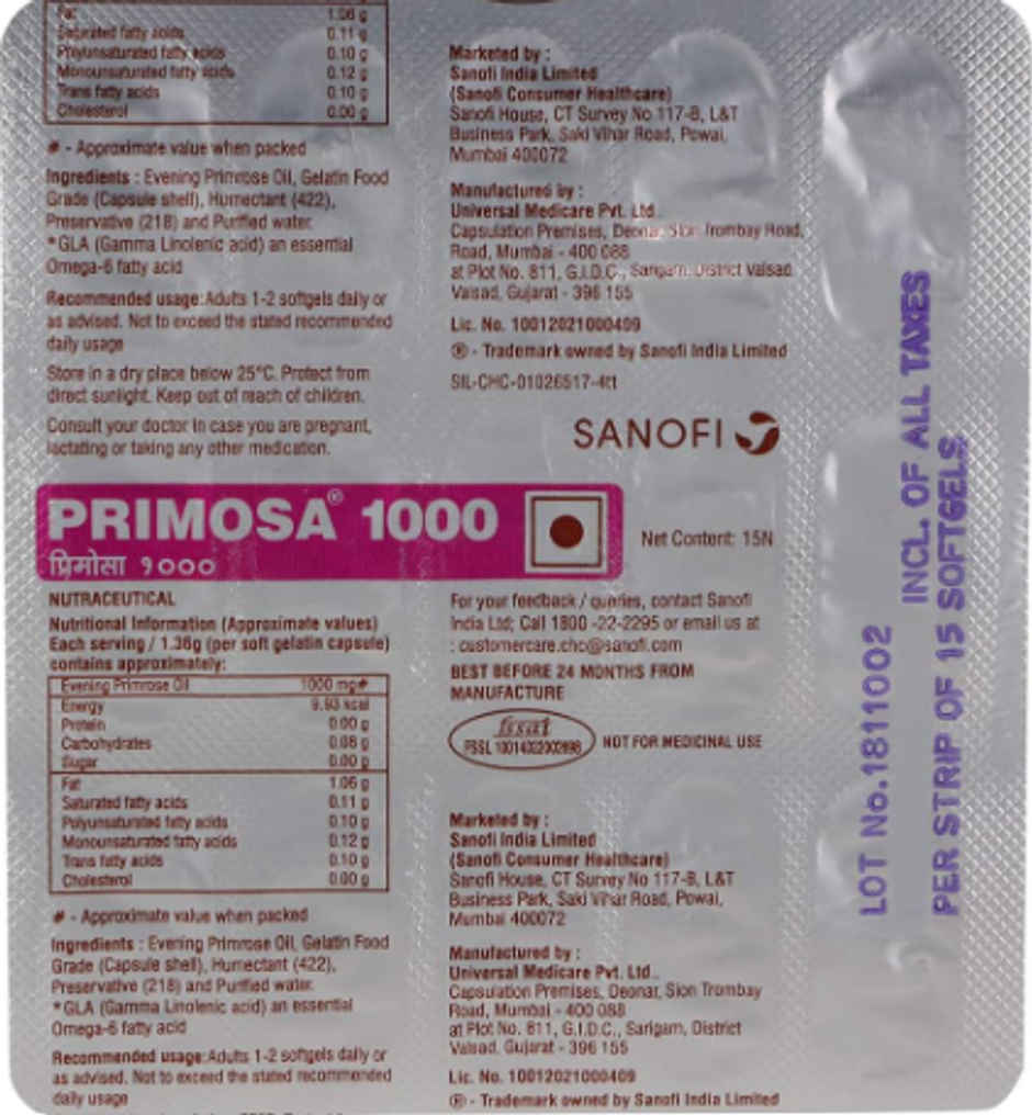 Primosa 1000 Evening Primrose Oil Softgel