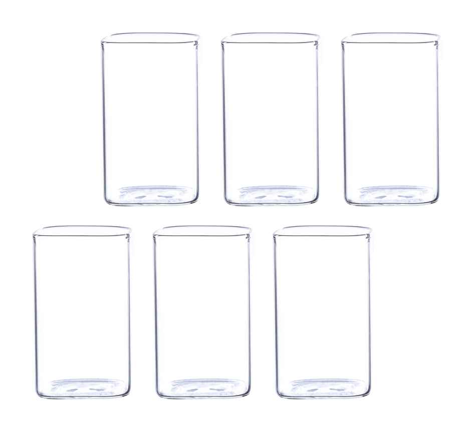 Sanjeev Kapoor Amsterdam High Borosilicate Square Glass 280 ml - Set Of 6 pcs
