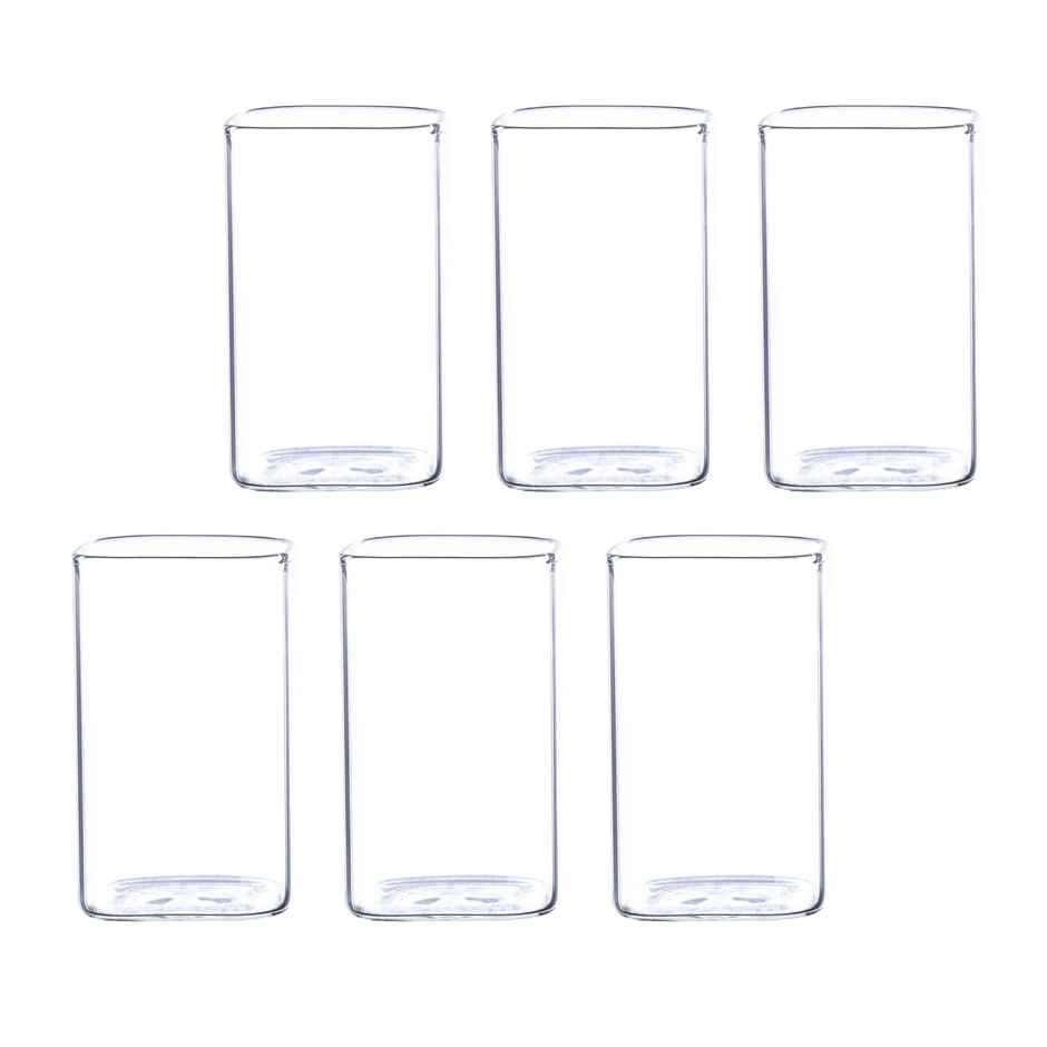 Sanjeev Kapoor Amsterdam High Borosilicate Square Glass 280 ml - Set Of 6 pcs
