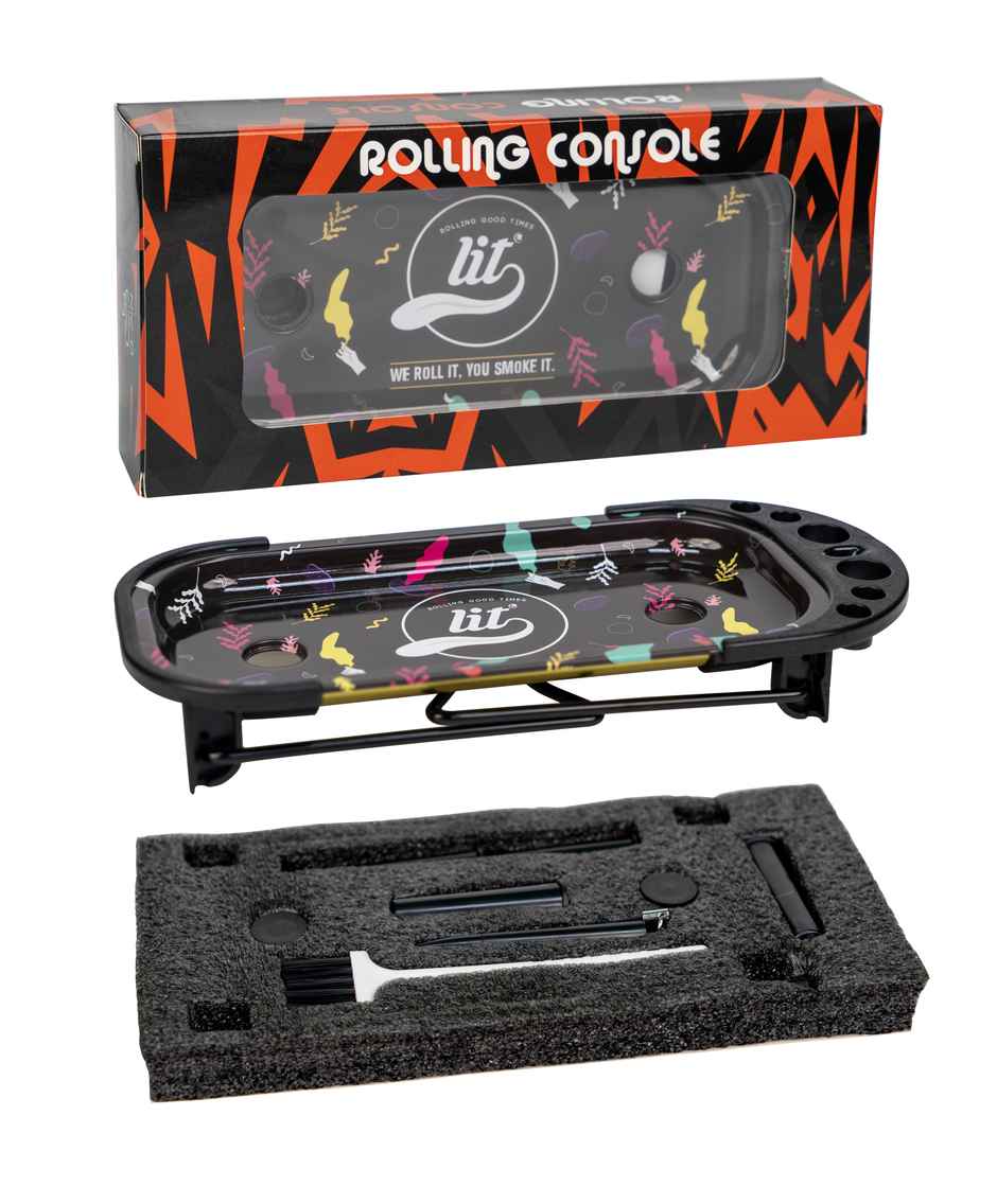 Lit Cone Loader Metal Rolling Tray With Stand