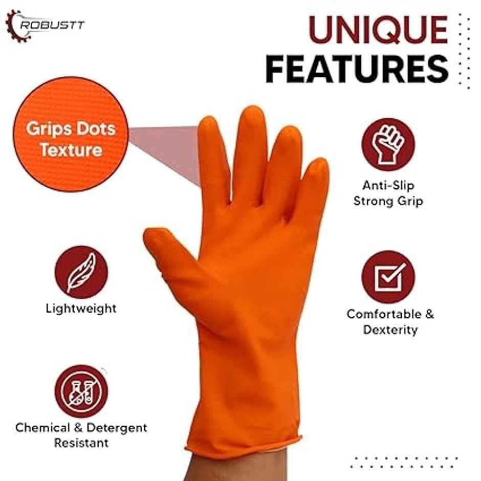 Robustt Rubber Gloves | Orange