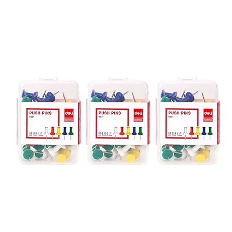 Deli E0021 Color Push Pins, 23 mm Assorted Pins
