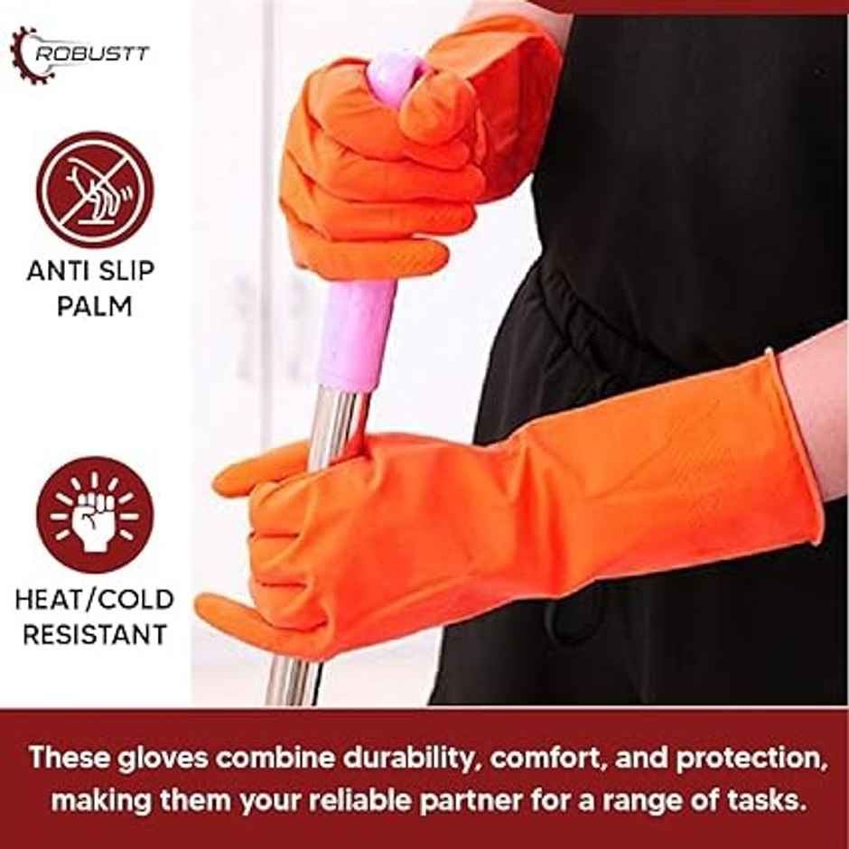 Robustt Rubber Gloves | Orange