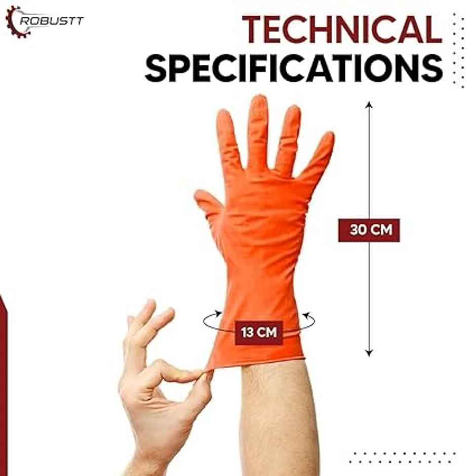 Robustt Rubber Gloves | Orange