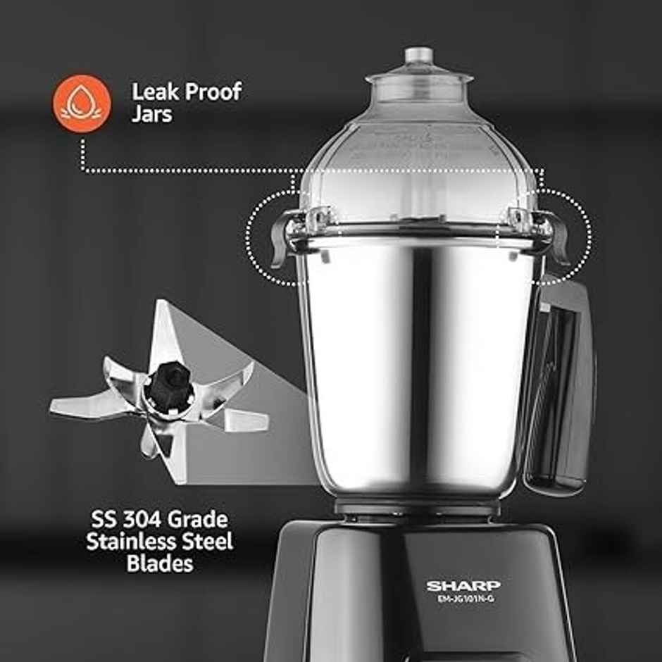 Sharp Mixer Grinder EM - G51N - W | 500 W | 4 Jars | Variable Speed Auto Cut - off - White