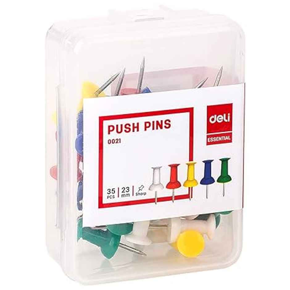 Deli E0021 Color Push Pins, 23 mm Assorted Pins