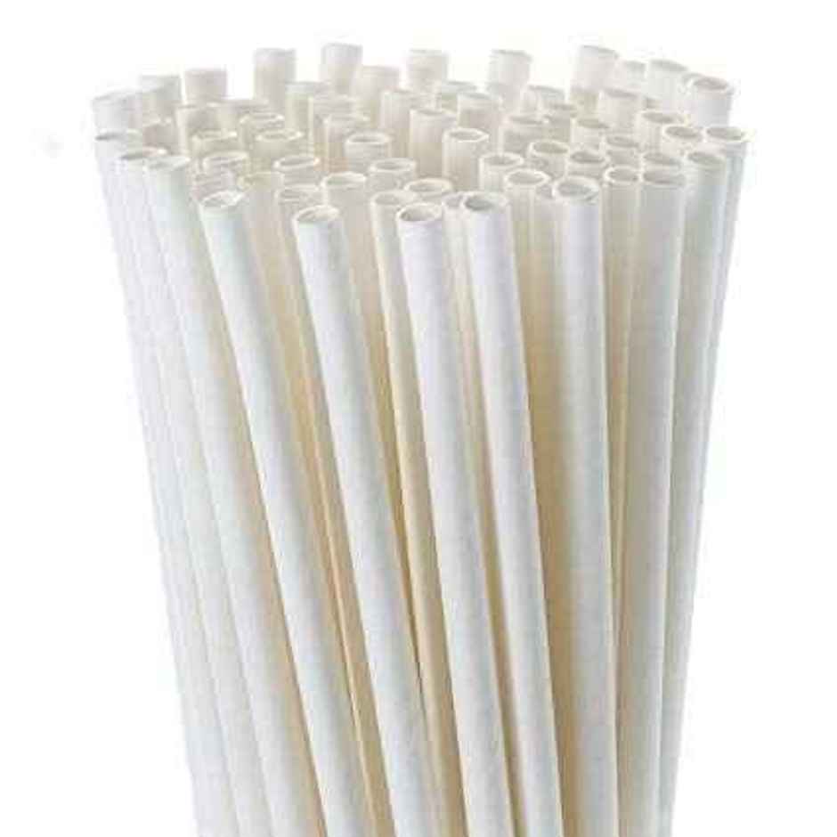 Tempware Disposable White Straw Pack Of 50 (8*10)