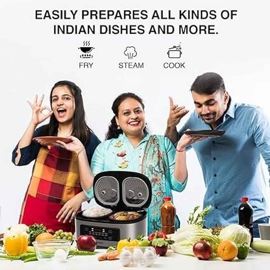 Sharp Electric Twin Cooker KN-TC50VI-SL | 5 L Non-Stick Pot | 2.5 L x 2 Each | Silver